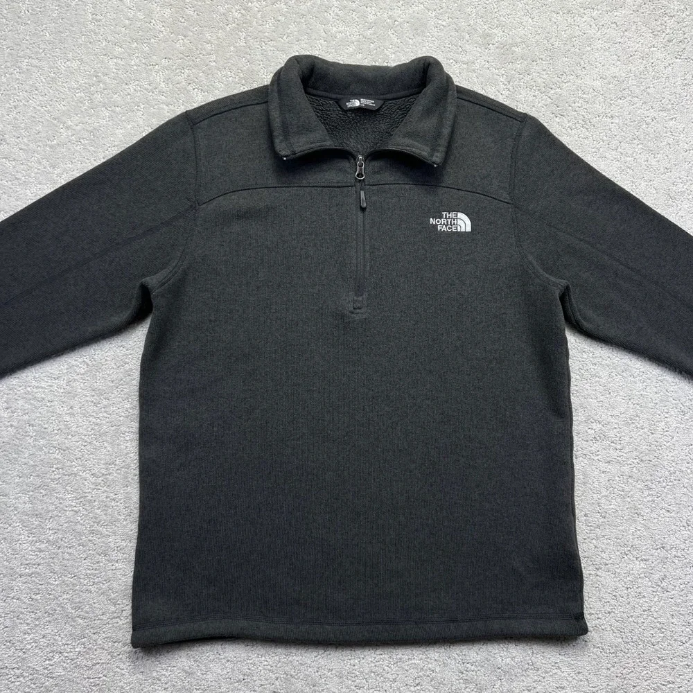 The‎ North Face Sweater Mens Large Gray Cap Rock Quarter Zip Fleece Pullover